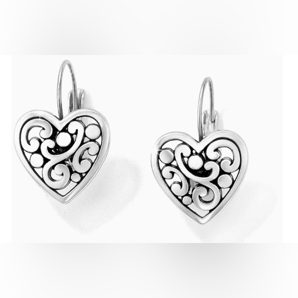 Brighton Silver Contempo Heart Leverback Earrings